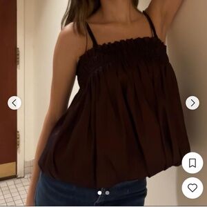 brown puffy top by fashion nova - size small